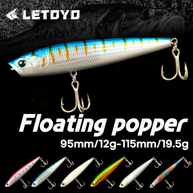 Fishing Lure Popper - LETOYO 12g/19.5g Drijvende Popper Lokken Lange
